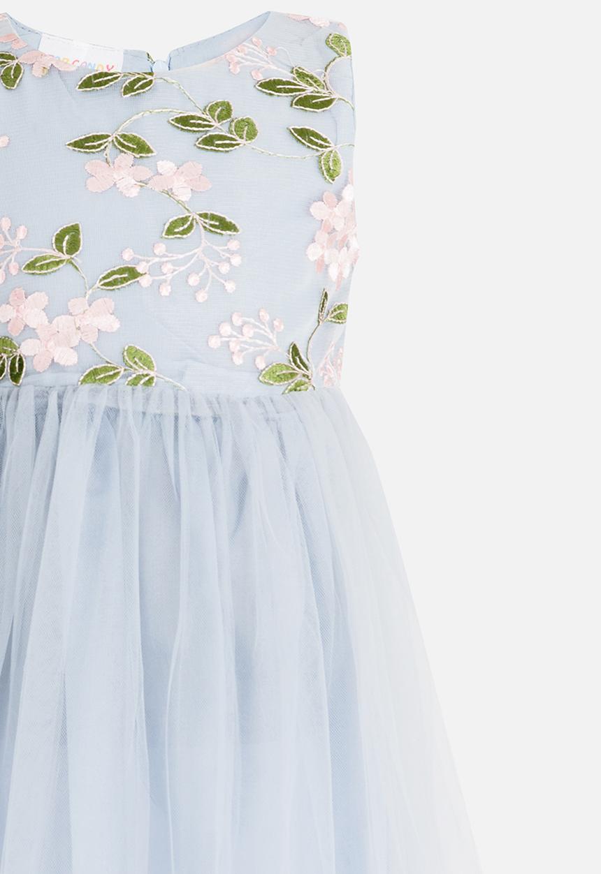 Pop Candy - Flower Embroidered Tutu Dress Pale Blue