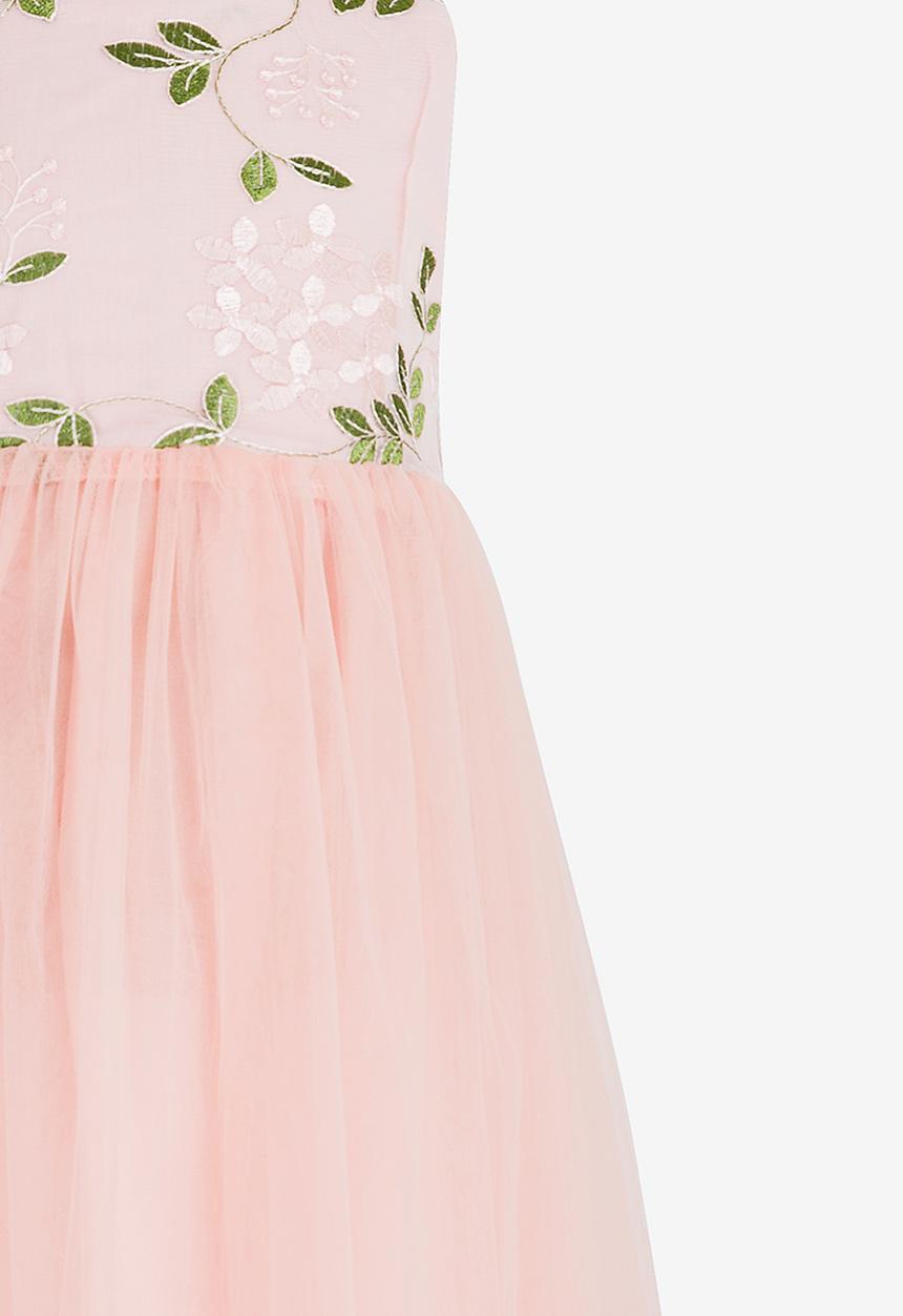 Pop Candy - Flower Embroidered Tutu Dress Mid Pink