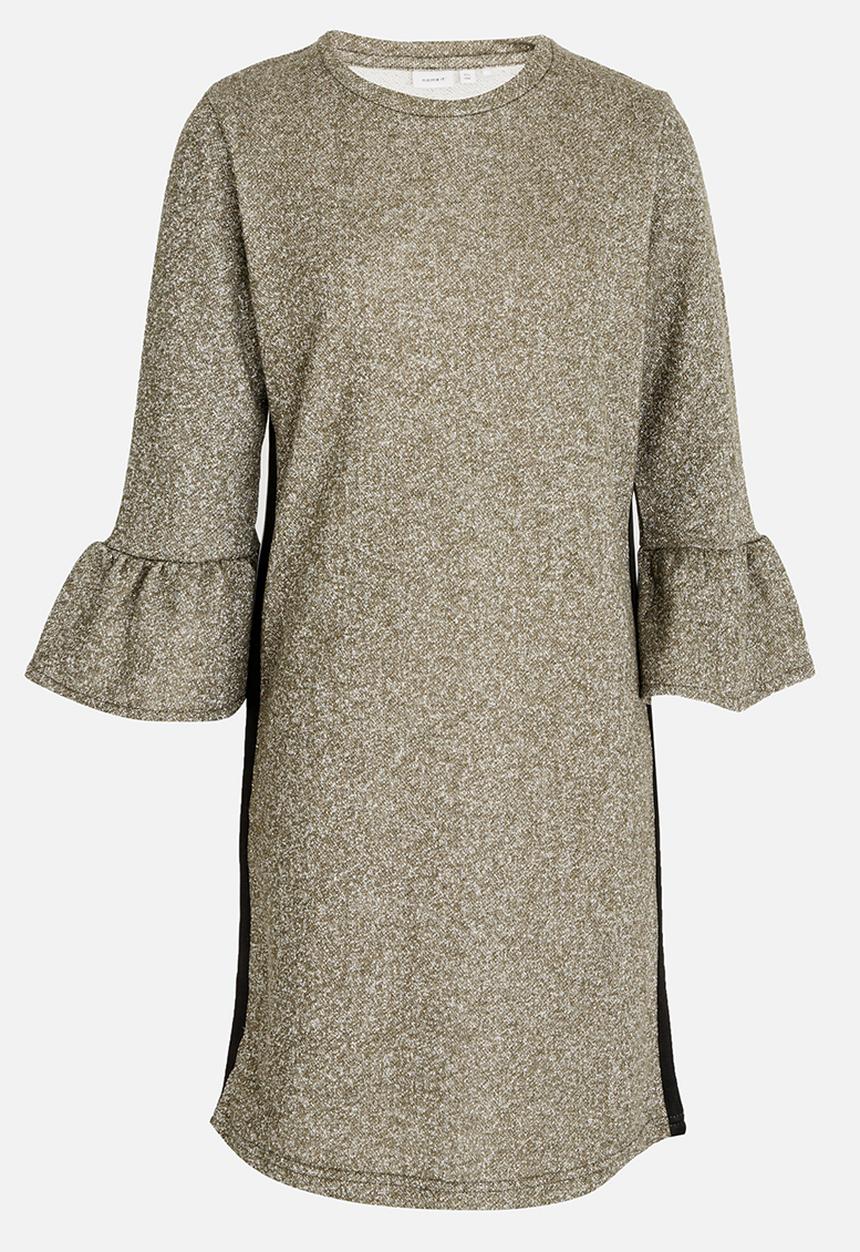 Name It - Glittery  Sweat Dress Khaki Green