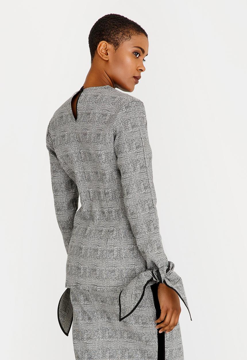 DAVID by David Tlale - Sandy Neck Tie Blouse Black and White