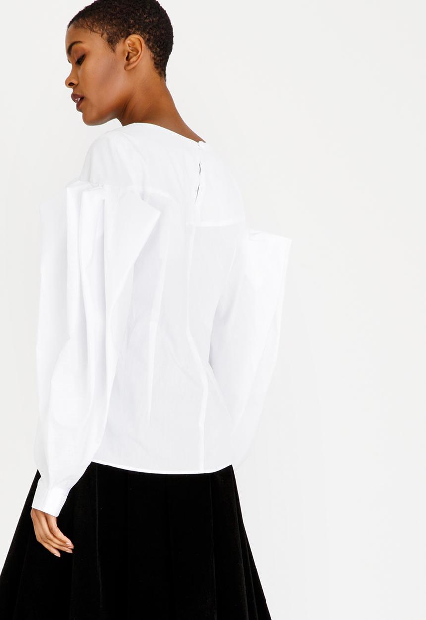 DAVID by David Tlale - Off-shore Double Grid Blouse White