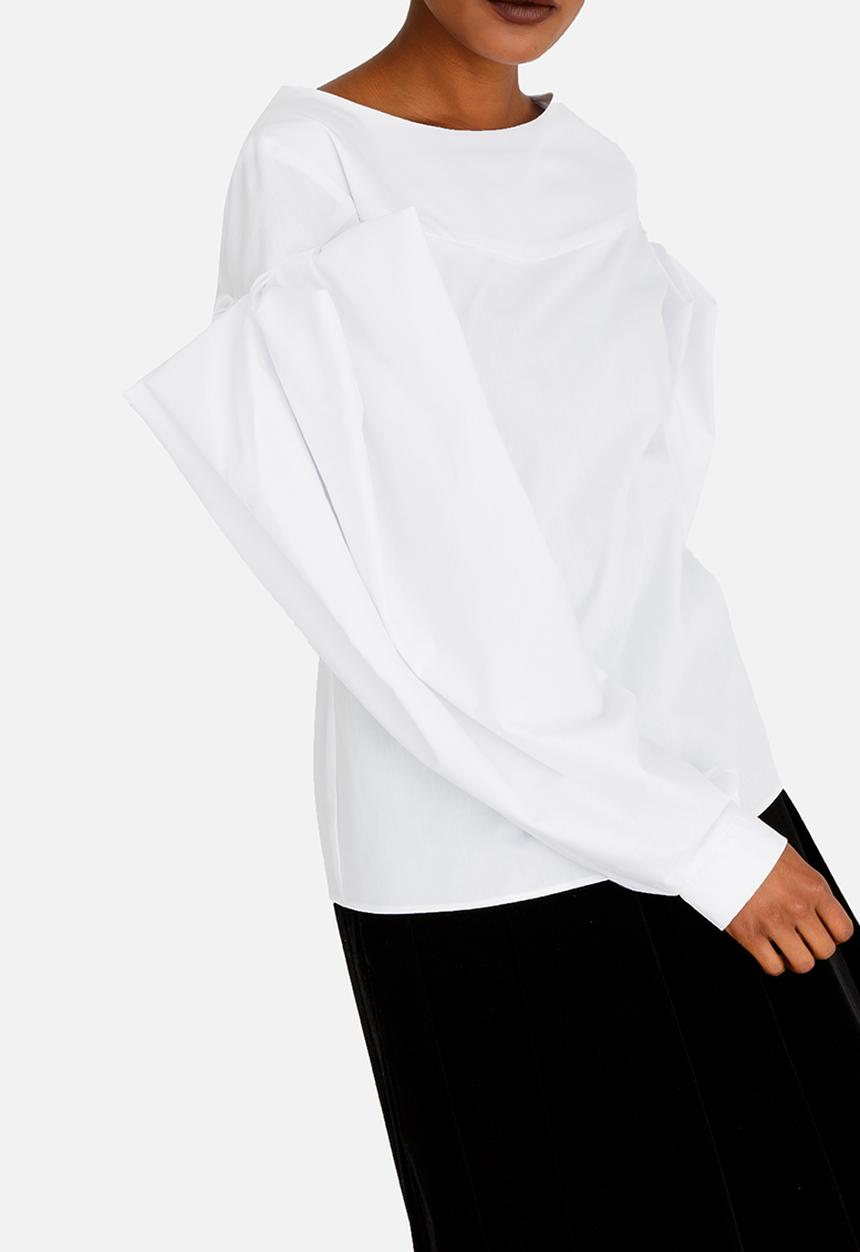 DAVID by David Tlale - Off-shore Double Grid Blouse White