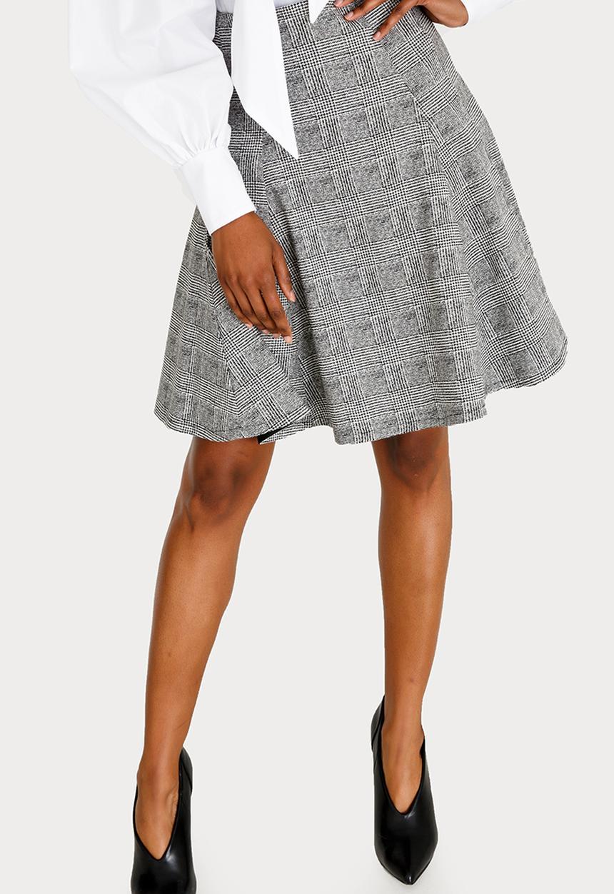DAVID by David Tlale - Checked Full Flare Skirt Black and White
