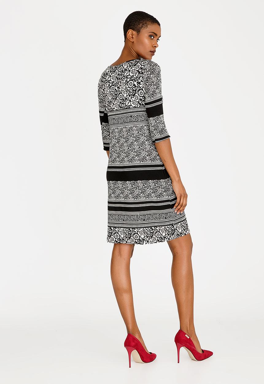 edit - Printed Shift Dress Black and White