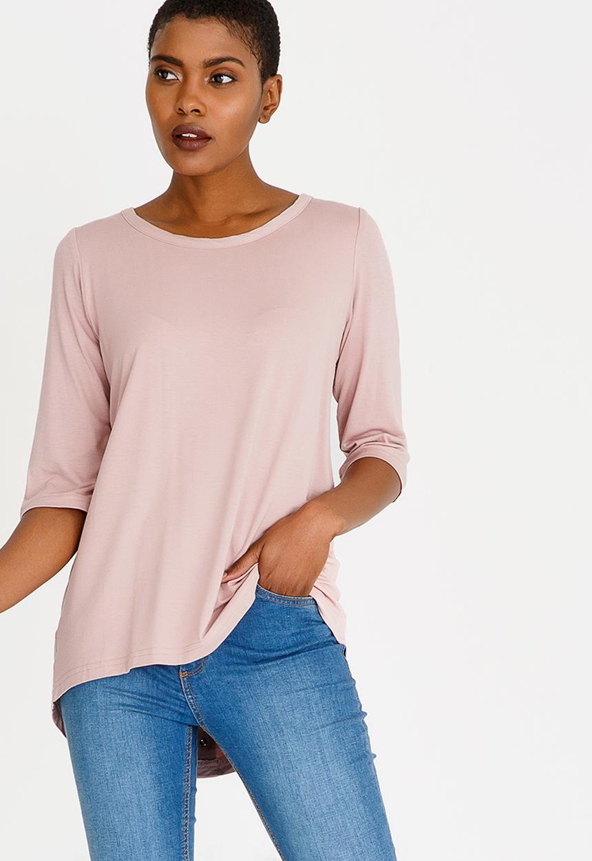 edit - Hi-Lo Top with Back Detail Mid Pink