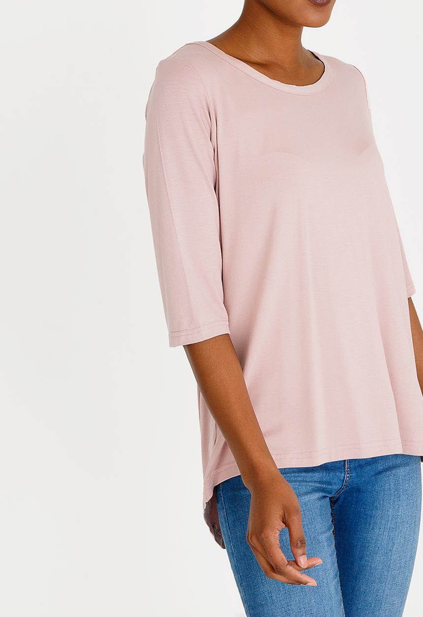 edit - Hi-Lo Top with Back Detail Mid Pink