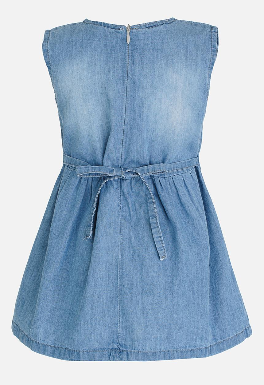 Pop Candy - Denim Dress with Patch Pockets Mid Blue