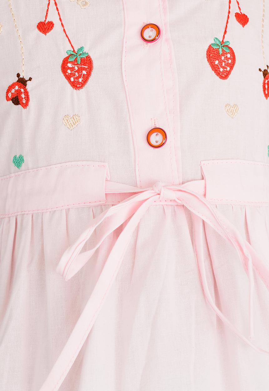 Pop Candy - Printed Short Sleeve Dress Mid Pink