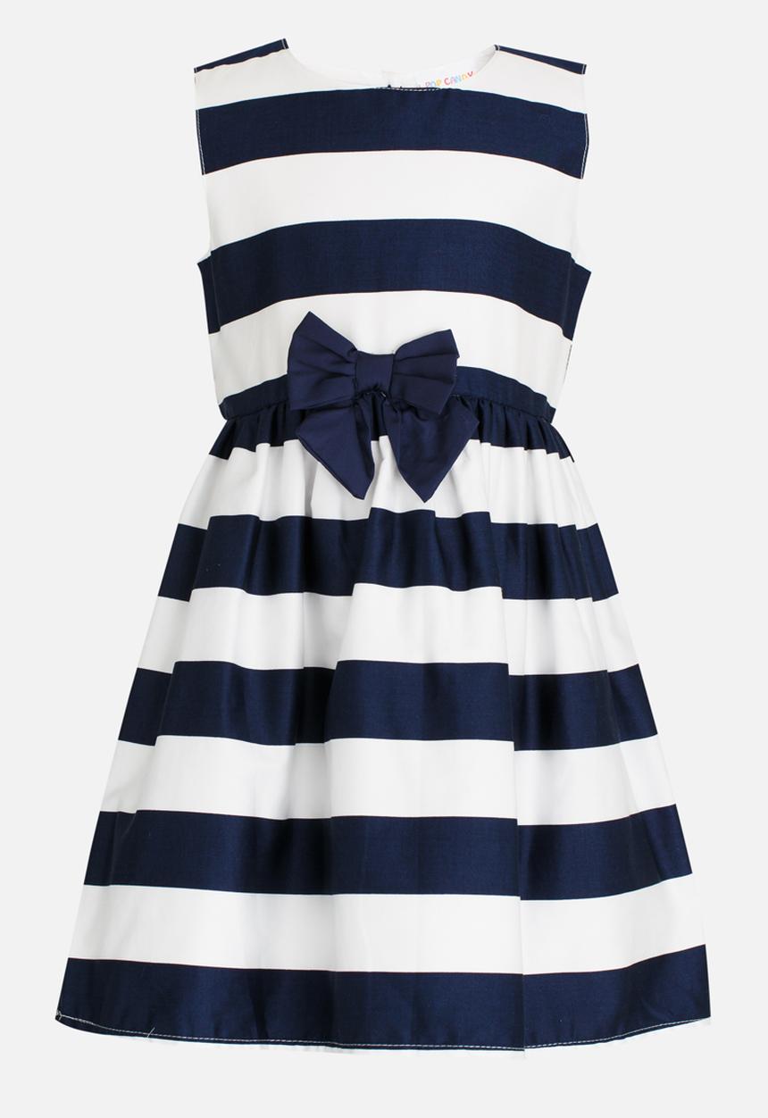 Pop Candy - Stripe Fit and Flare Dress Navy & White