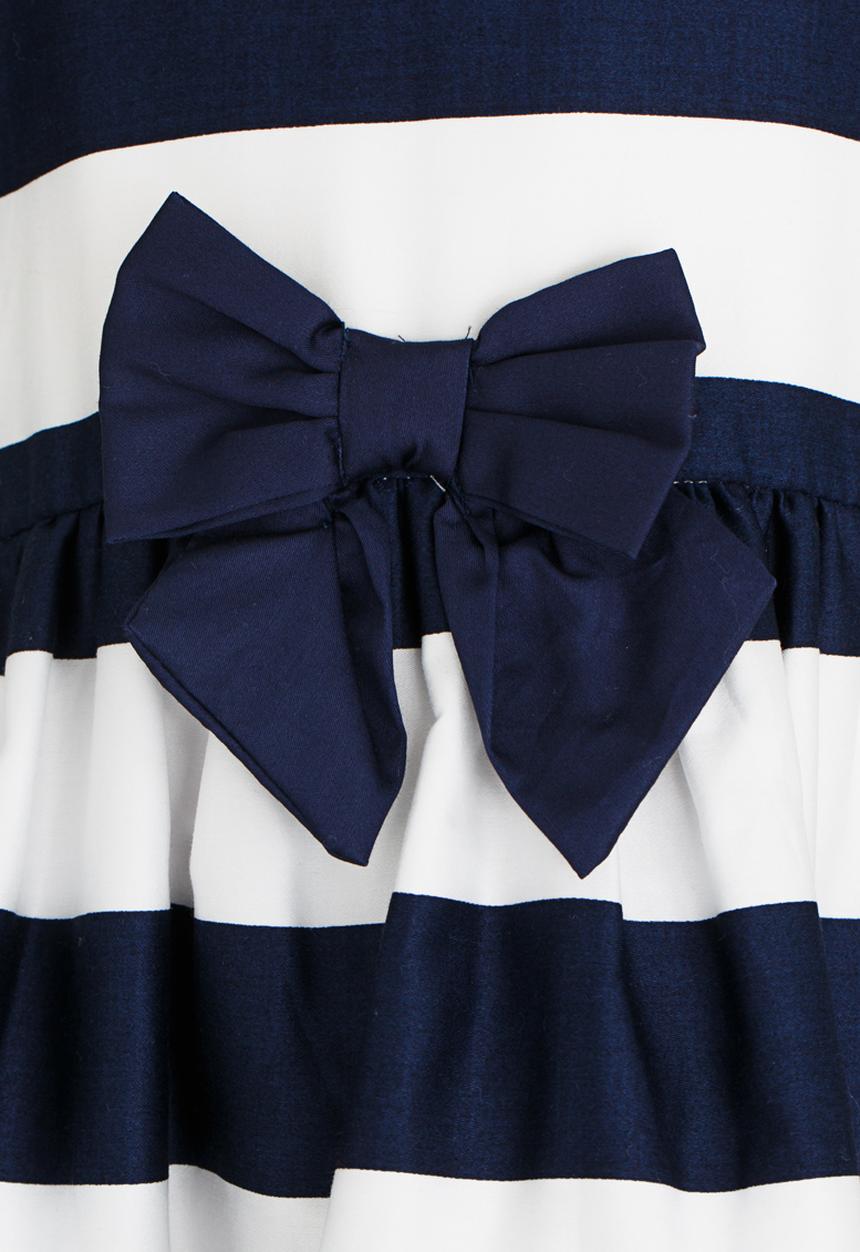 Pop Candy - Stripe Fit and Flare Dress Navy & White