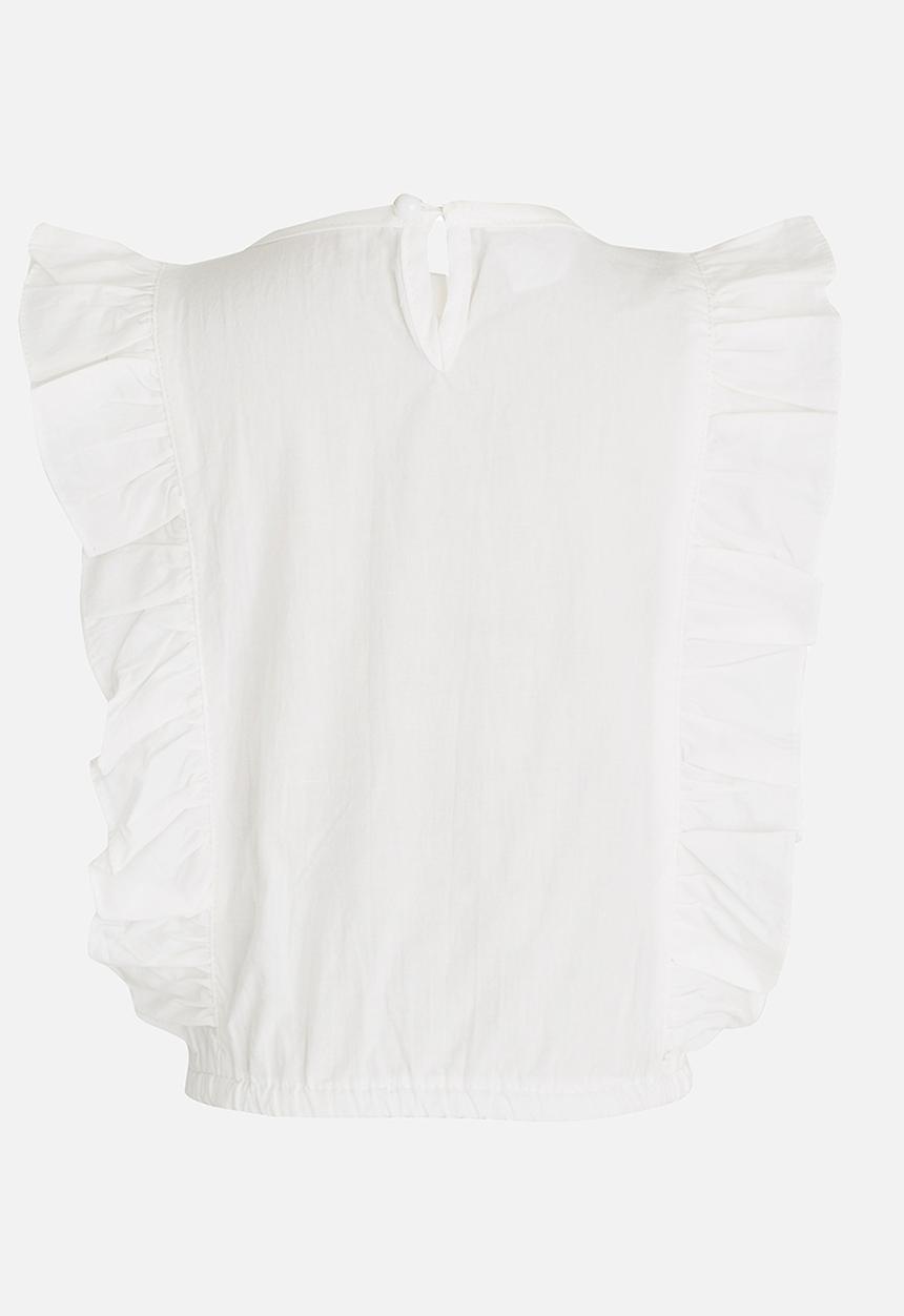 Pop Candy - Sleeveless Frill  Tee White