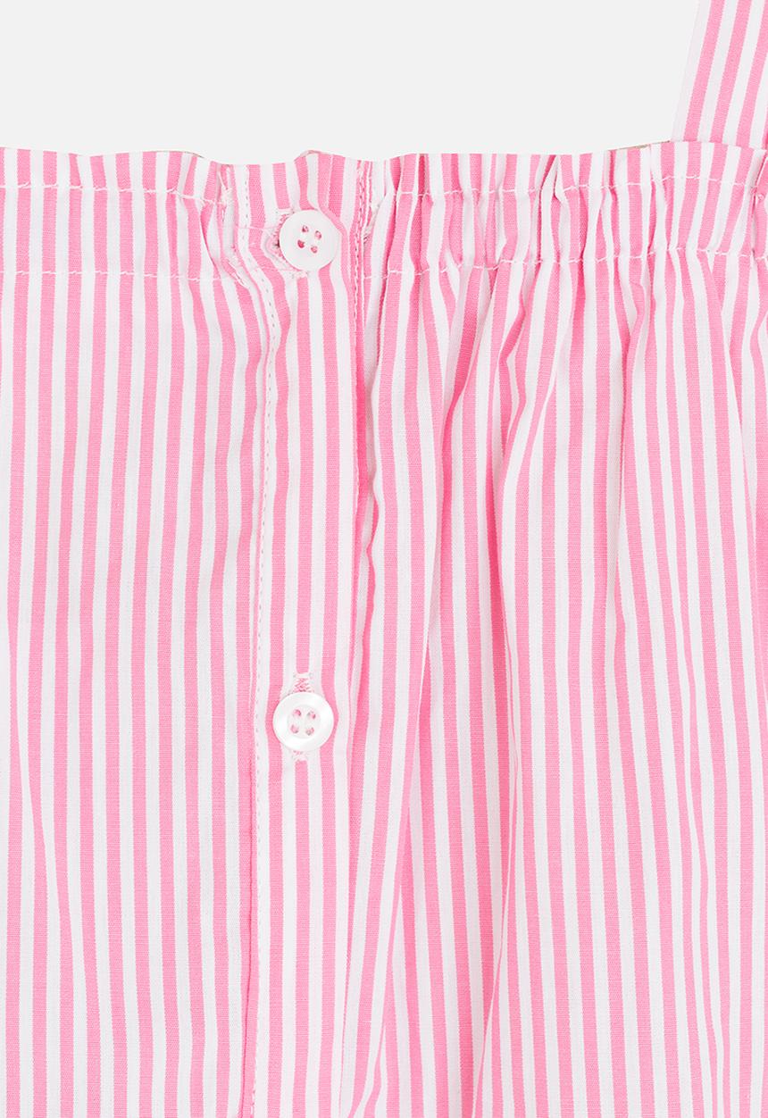 Pop Candy - Stripe Print Off Shoulder Top Pale Pink