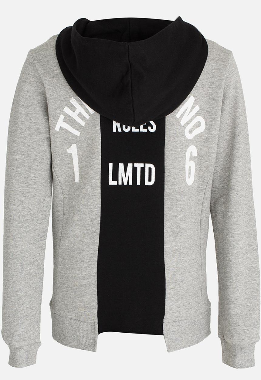 Name It - Printed Zip Through Sweat Cardigan Grey