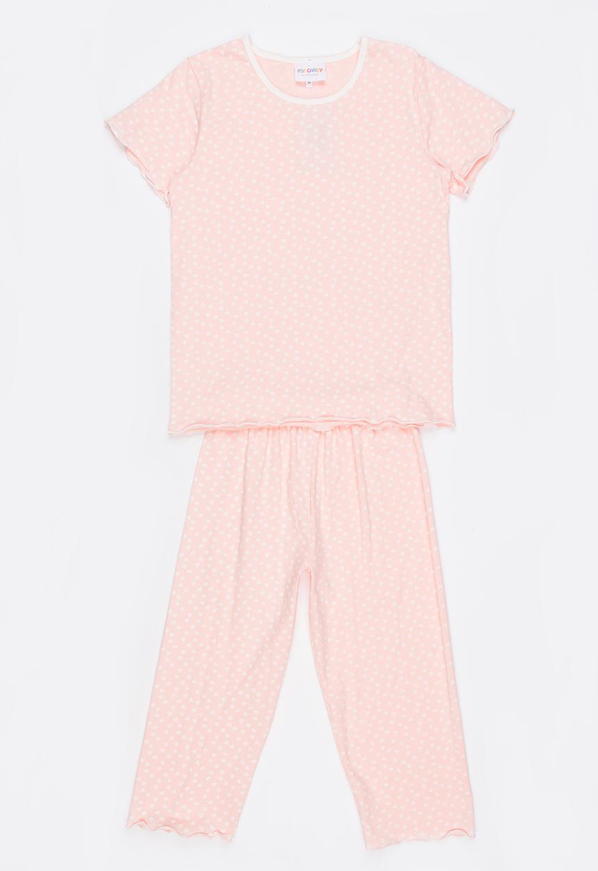 Pop Candy - Printed Pj Set - Pale Pink/white