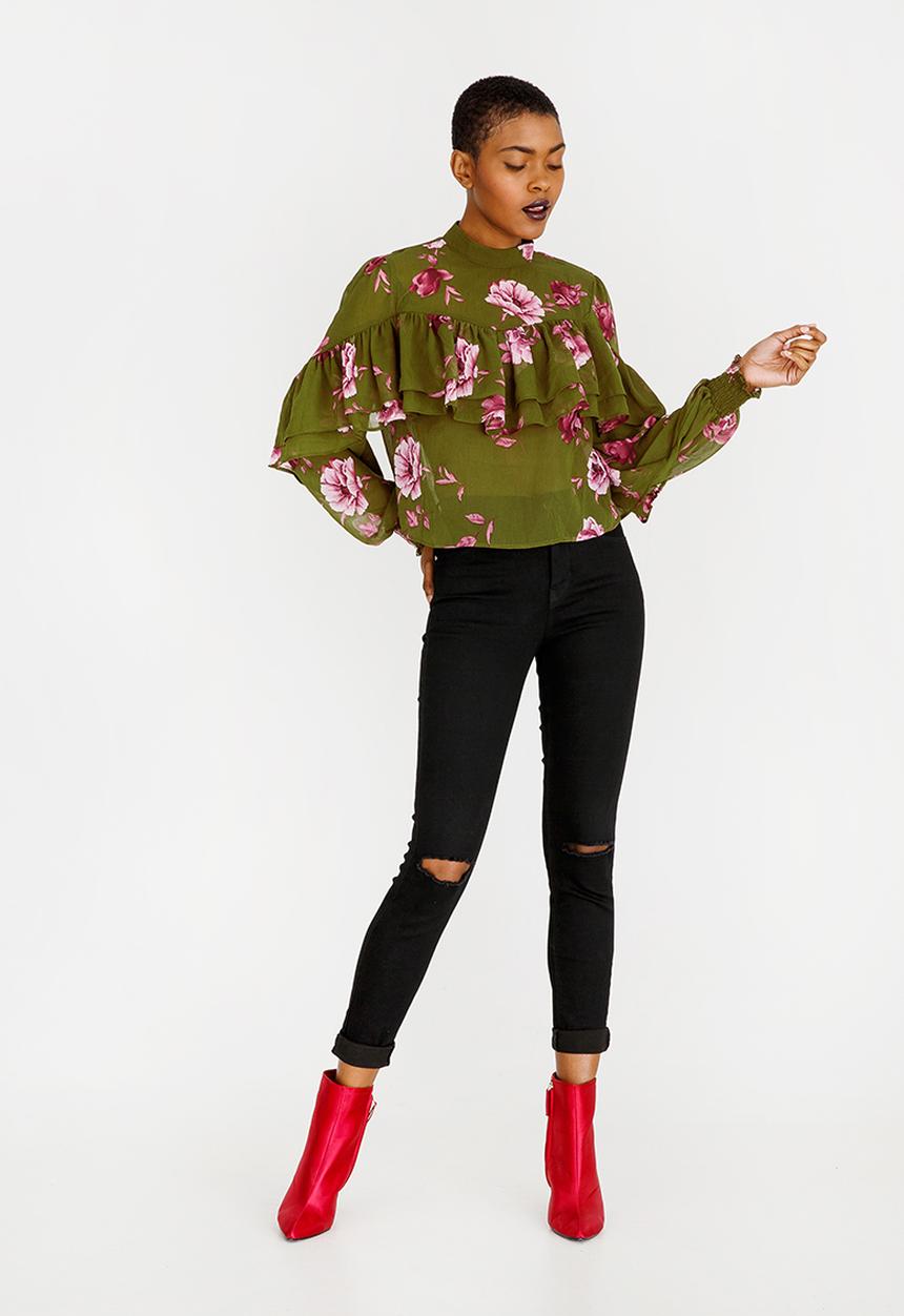 Forever21 - Ruffle Blouse Khaki Green
