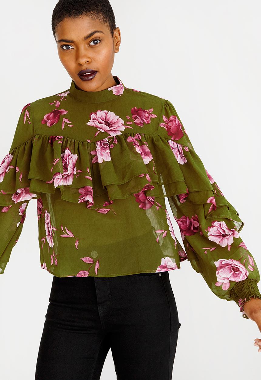 Forever21 - Ruffle Blouse Khaki Green