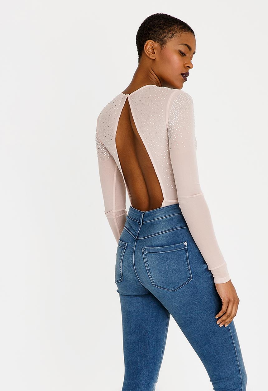 Forever21 - Sheer Top With Embellishment Nude