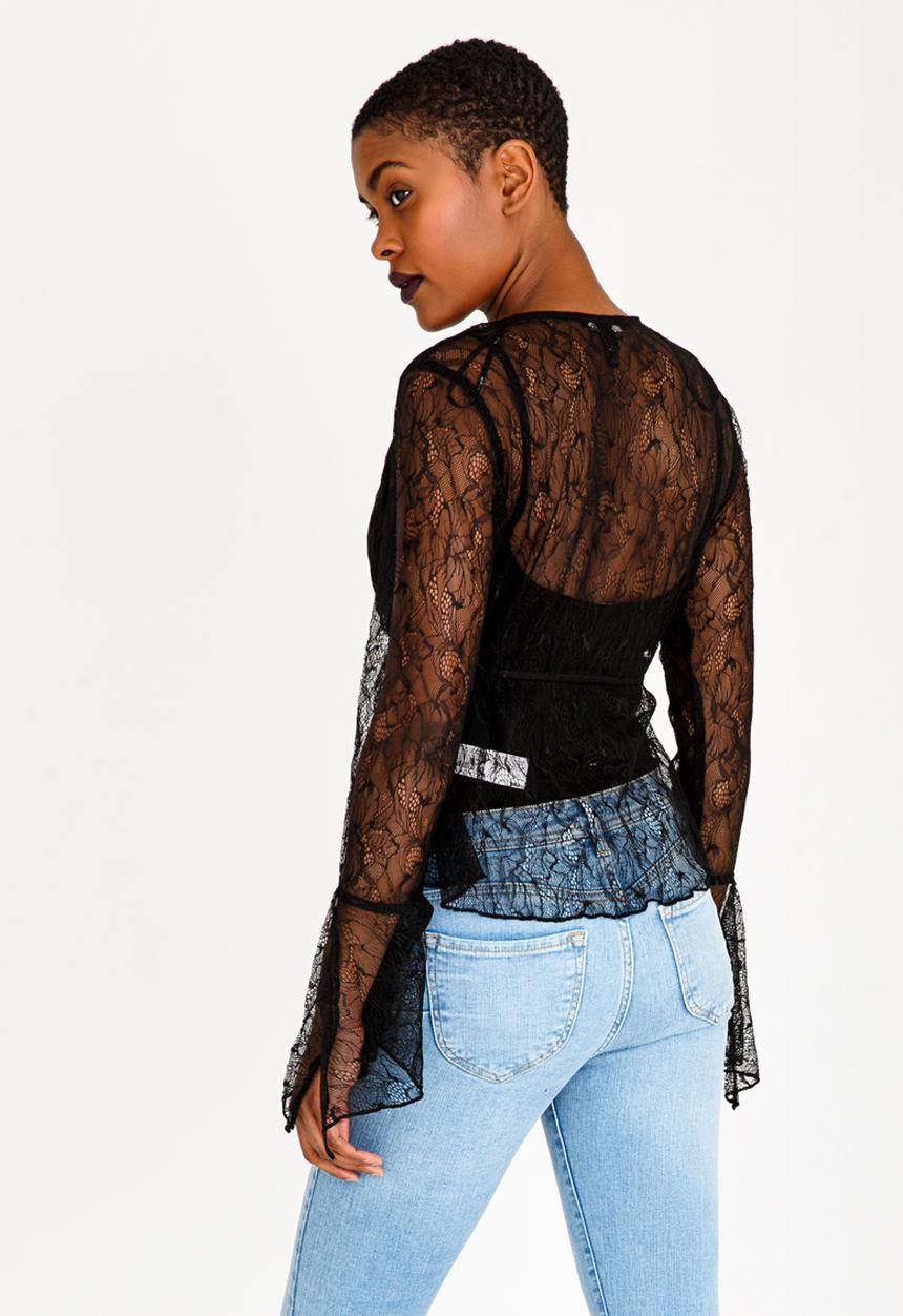 Forever21 - Sheer Lace Top Black