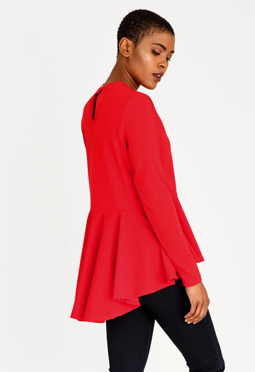 c(inch) - Peplum T-shirt Red