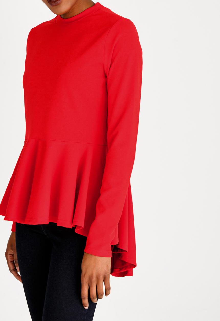 c(inch) - Peplum T-shirt Red