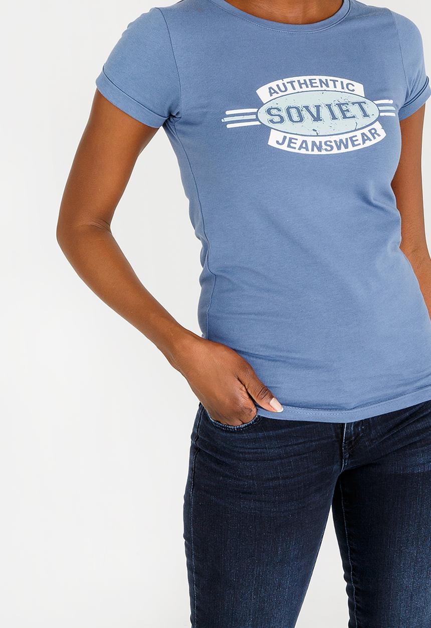 SOVIET - Cara Crew Neck T-Shirt Mid Blue