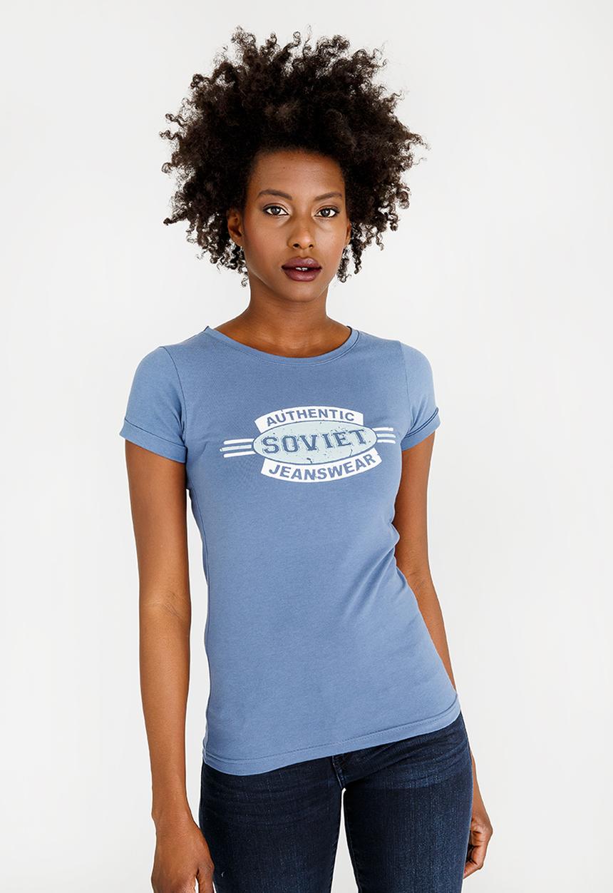 SOVIET - Cara Crew Neck T-Shirt Mid Blue