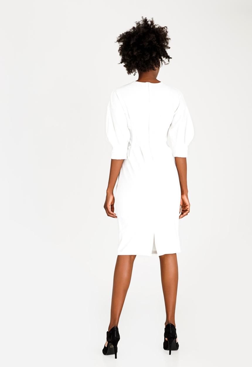 edit - 3/4 Lantern Sleeve Dress Off White