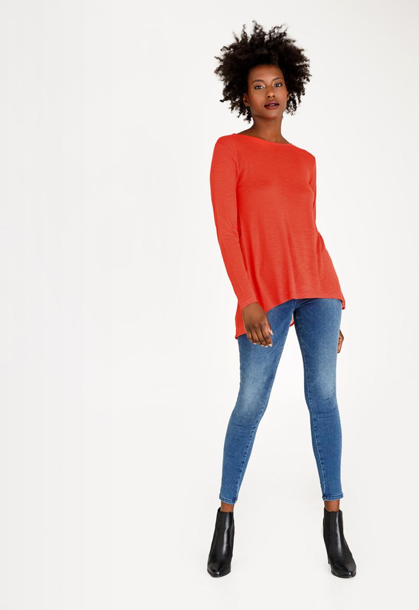 edit - Long Sleeve Twofer Top Orange