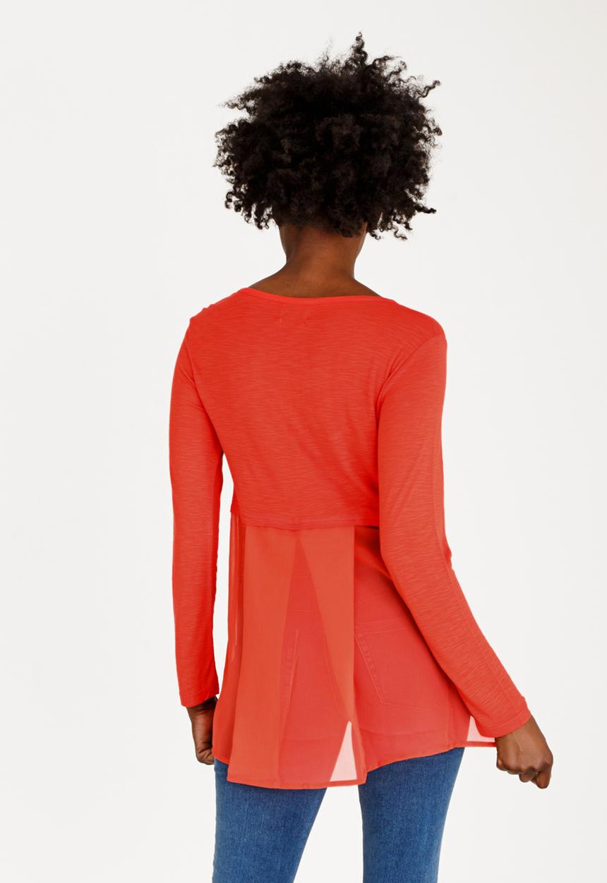 edit - Long Sleeve Twofer Top Orange