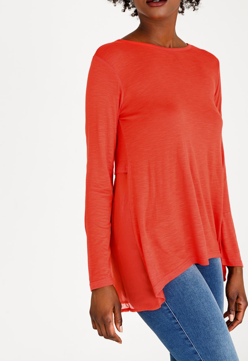 edit - Long Sleeve Twofer Top Orange