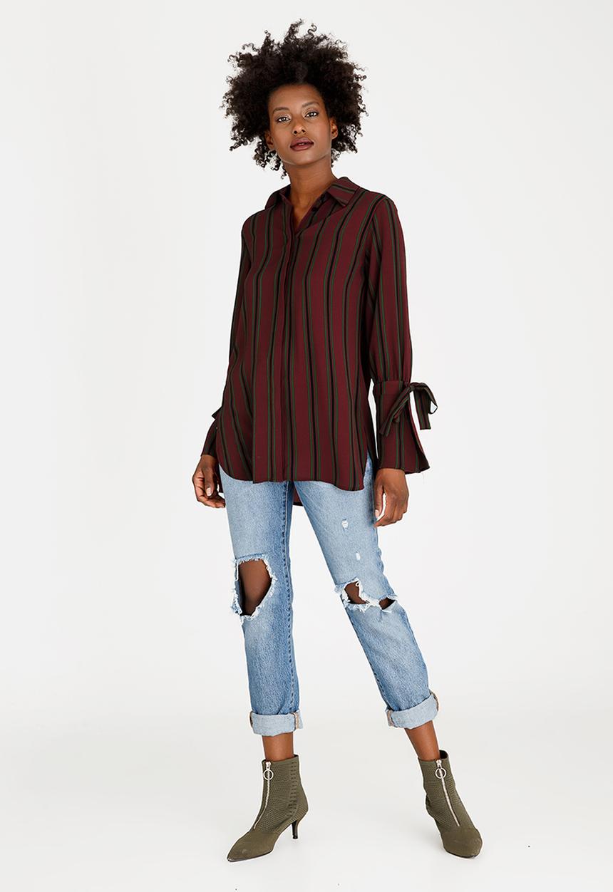 STYLE REPUBLIC - Tie Sleeve Shirt Burgundy