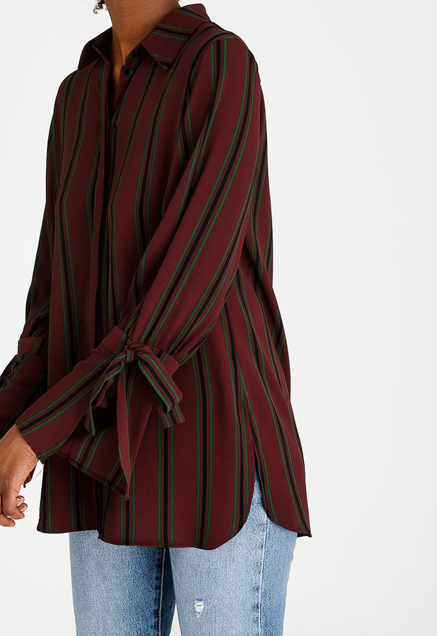 STYLE REPUBLIC - Tie Sleeve Shirt Burgundy