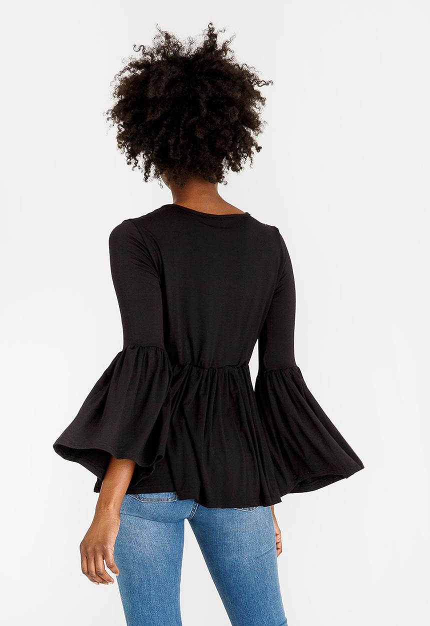 c(inch) - Volume Peplum Top Black