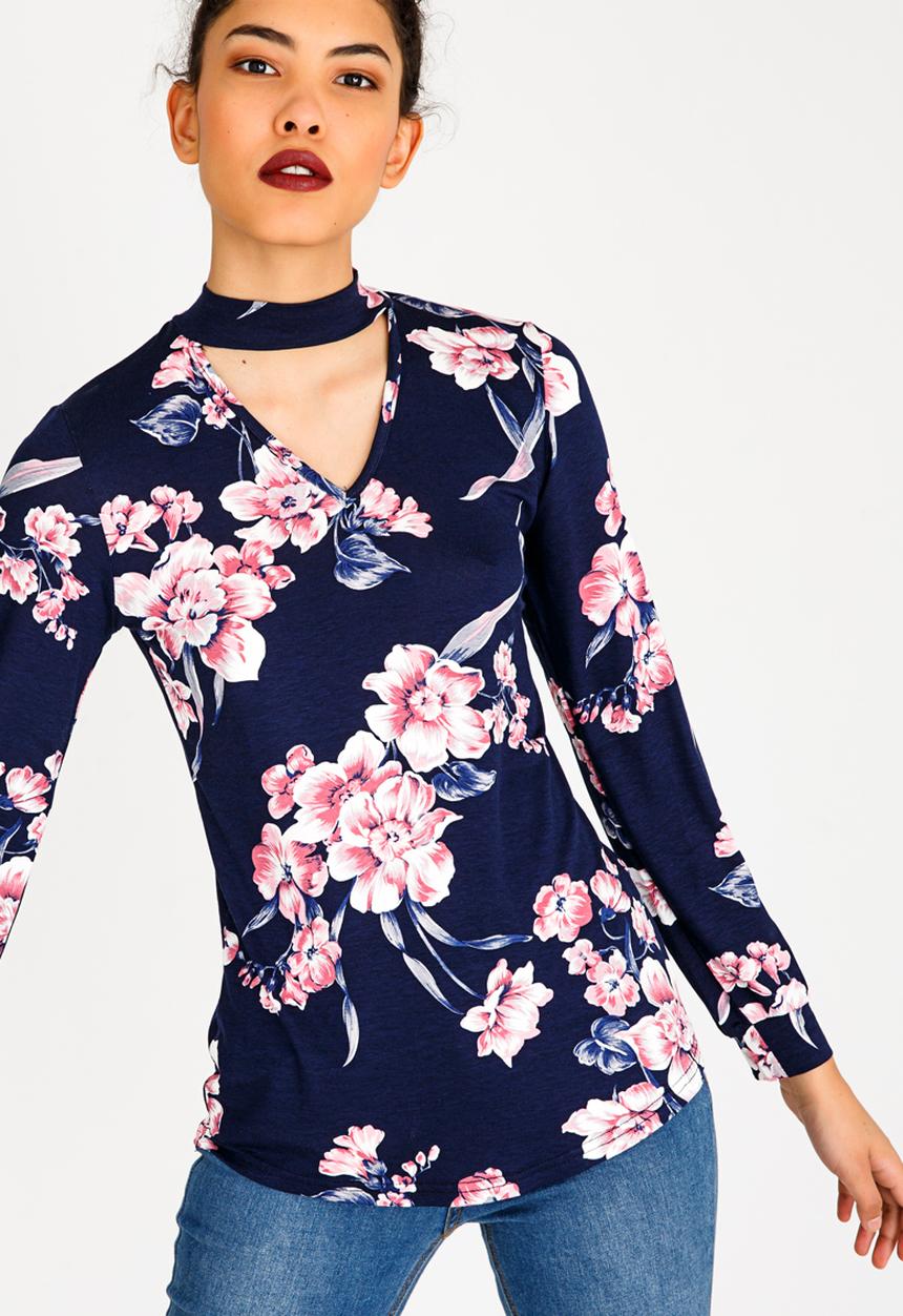 Kate Jordan - Choker Neckline Tee Navy