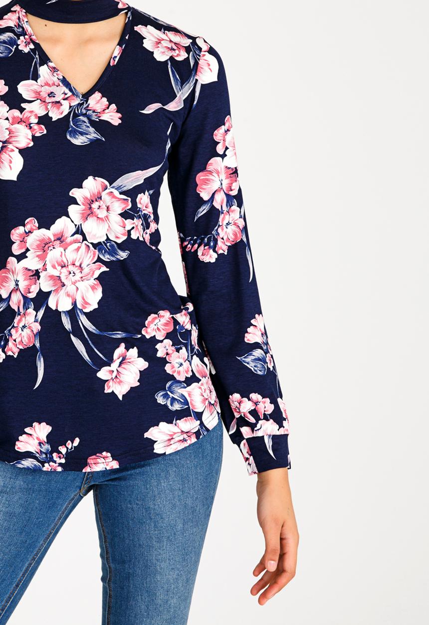 Kate Jordan - Choker Neckline Tee Navy