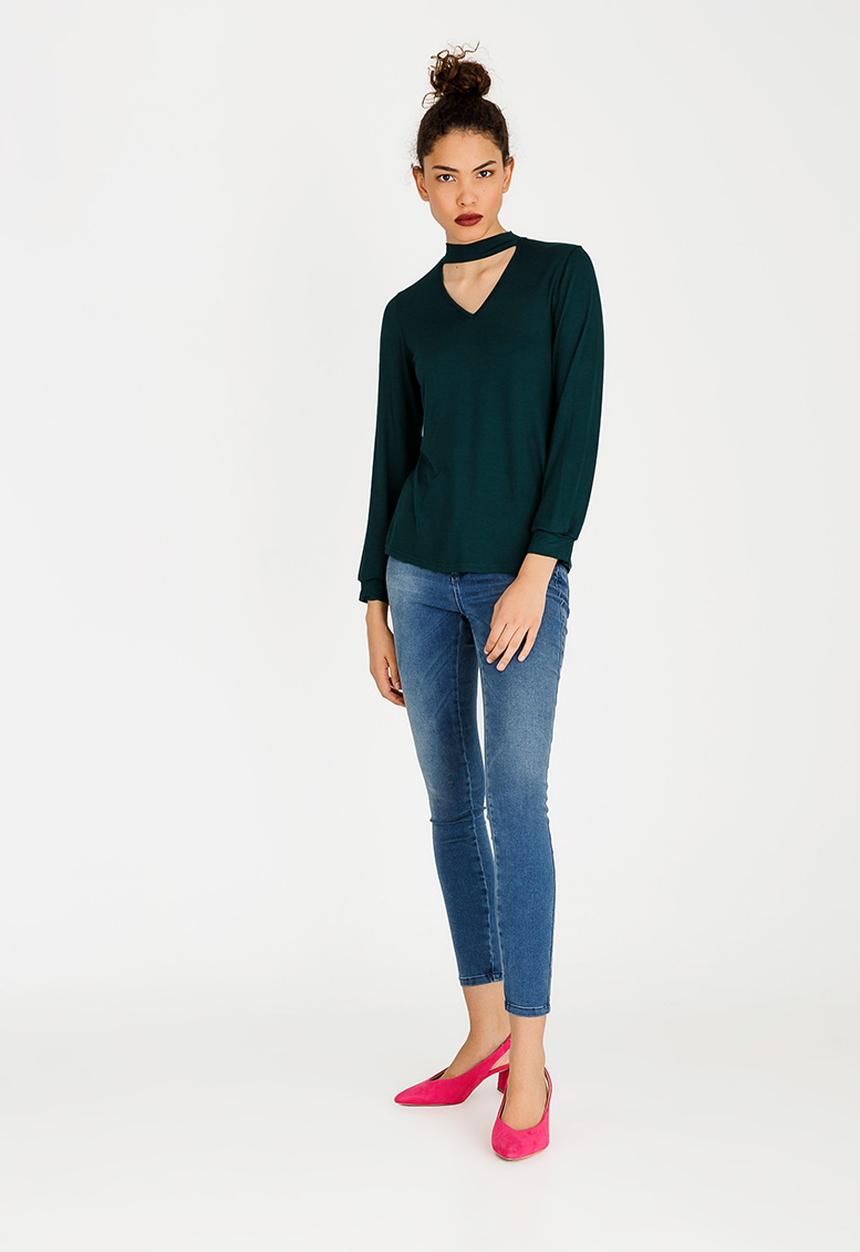 Kate Jordan - Choker Neckline Tee Turquoise