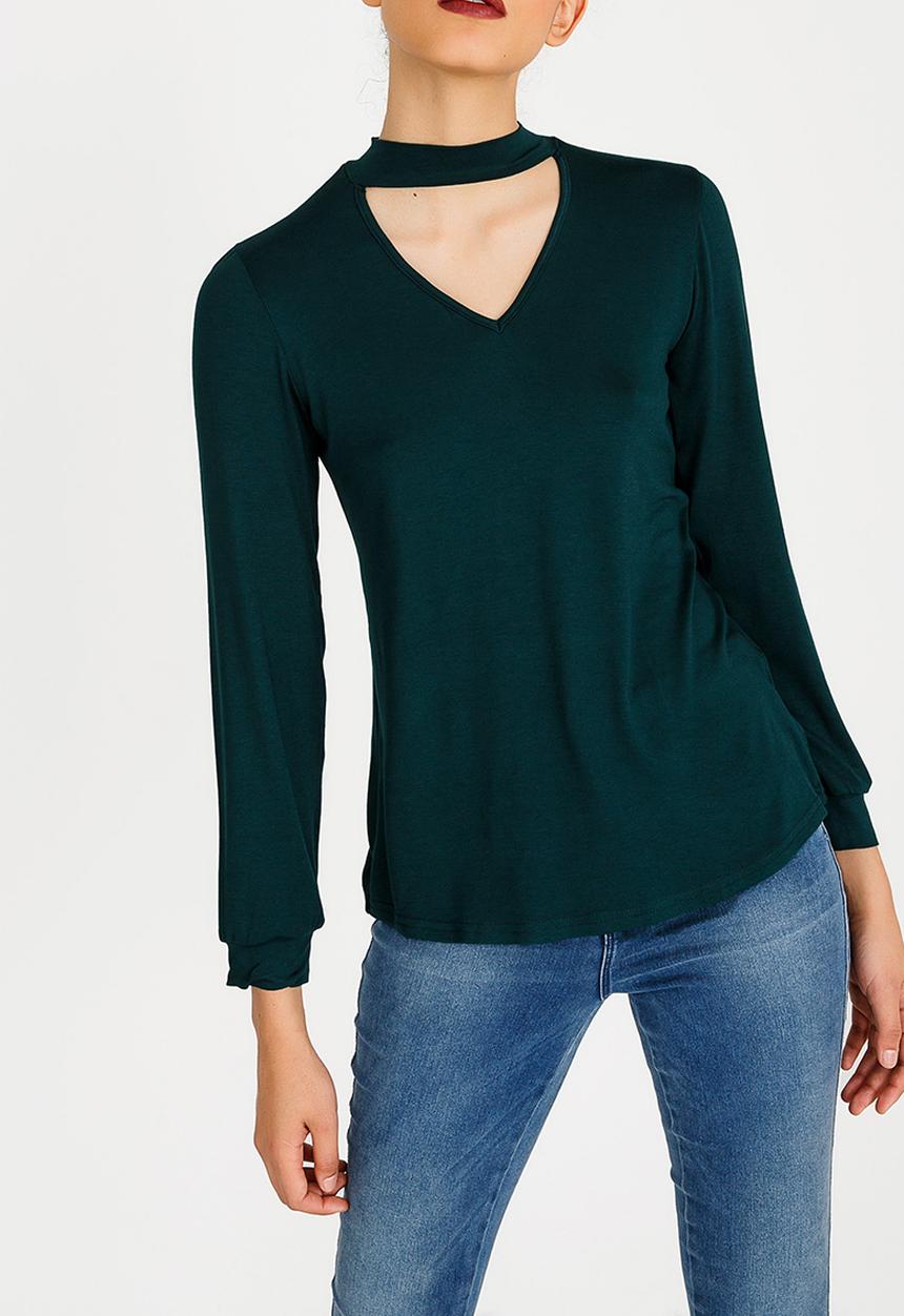 Kate Jordan - Choker Neckline Tee Turquoise