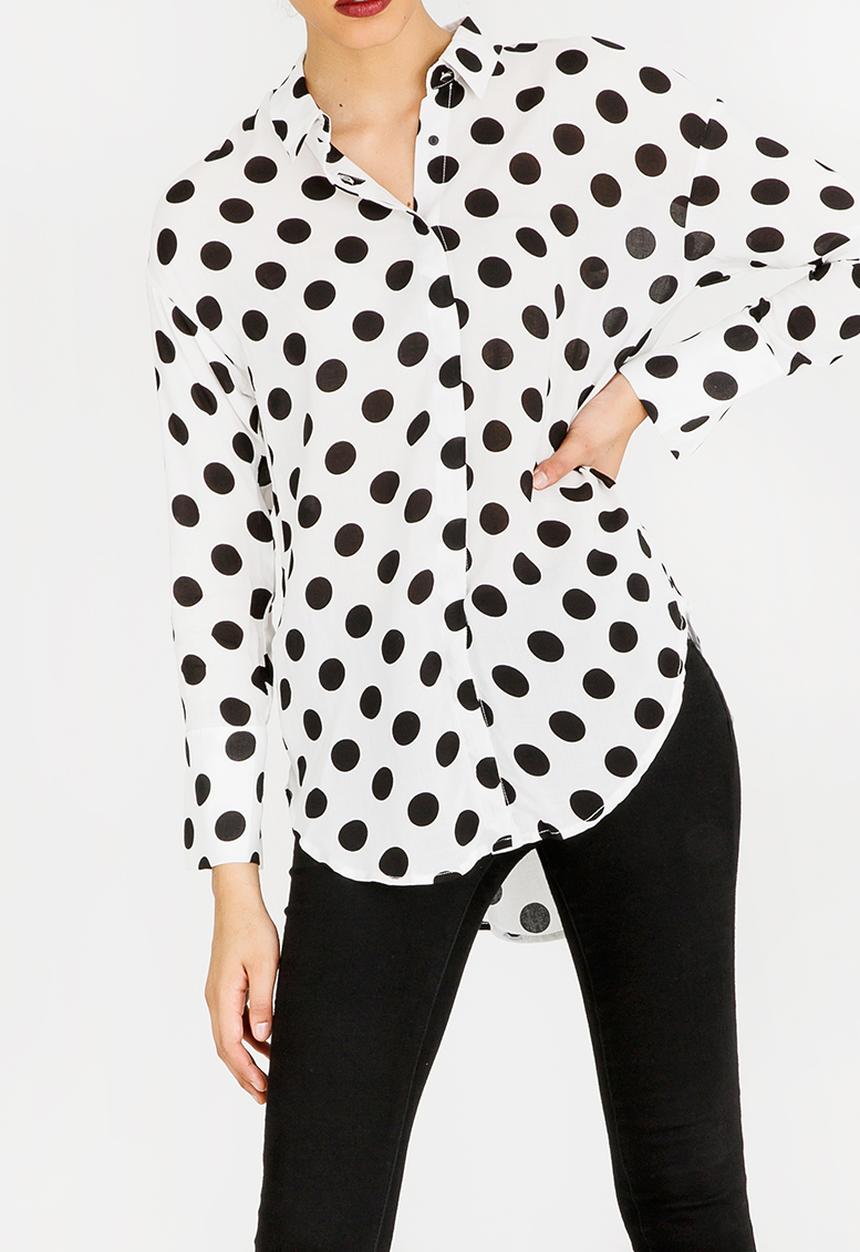 STYLE REPUBLIC - Polka Dot Shirt Black and White