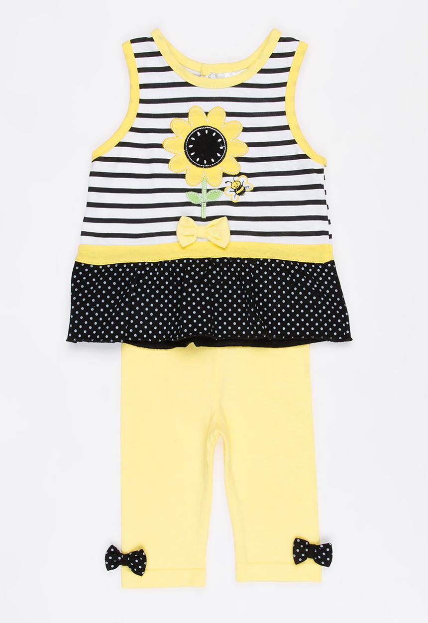 Twin Clothing - Short Sleeve Sunflower Two Piece Set Yellow