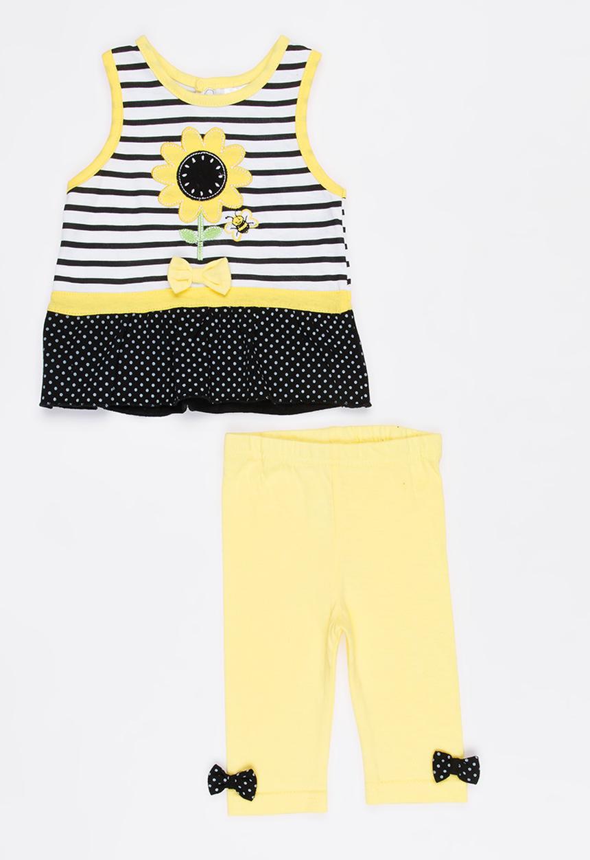 Twin Clothing - Short Sleeve Sunflower Two Piece Set Yellow