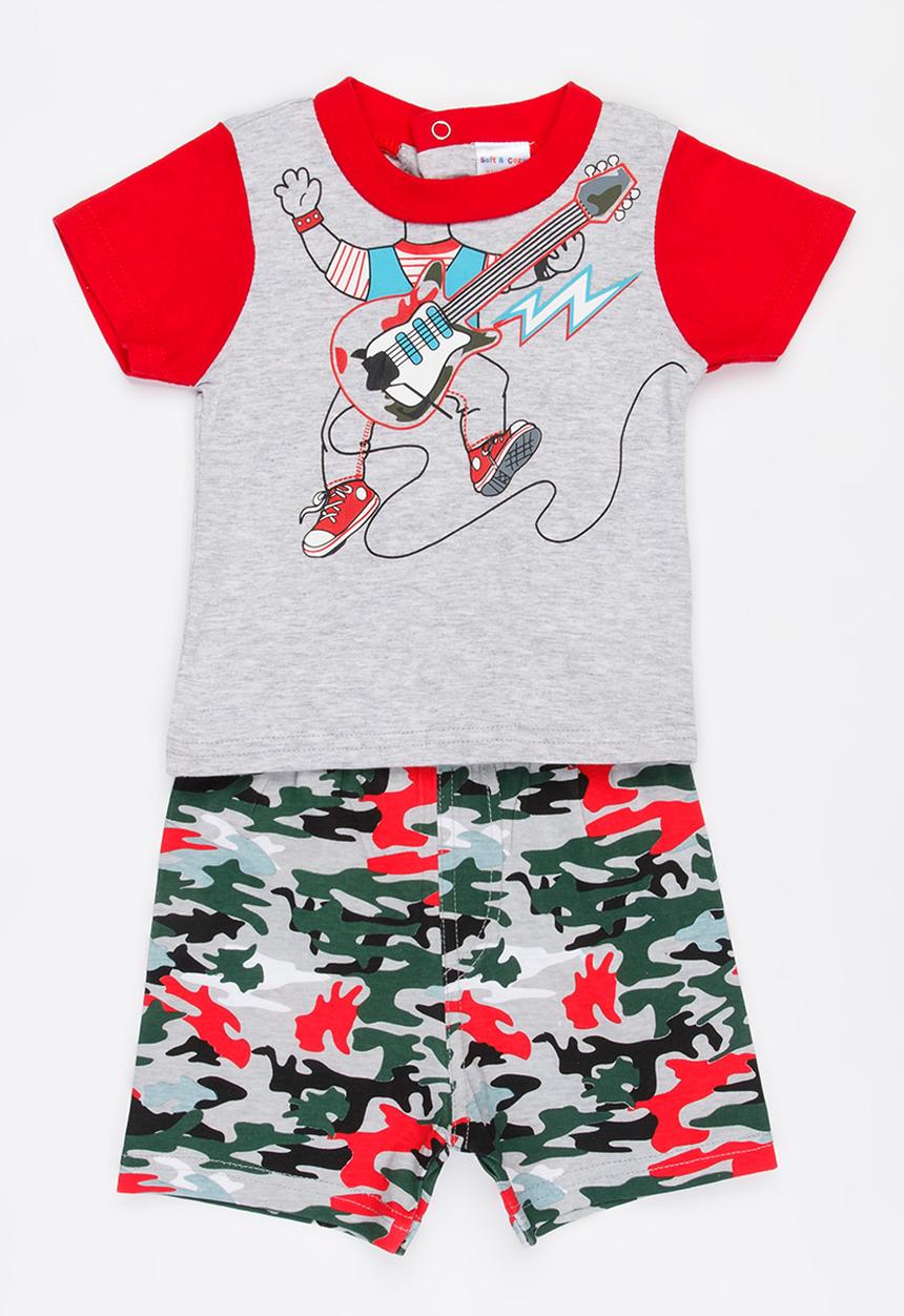Twin Clothing - Two Piece Camou Shorts Set Red