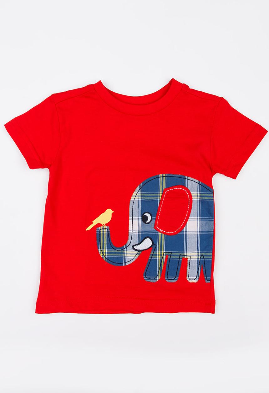 Twin Clothing - Elephant Printed T-shirt Red