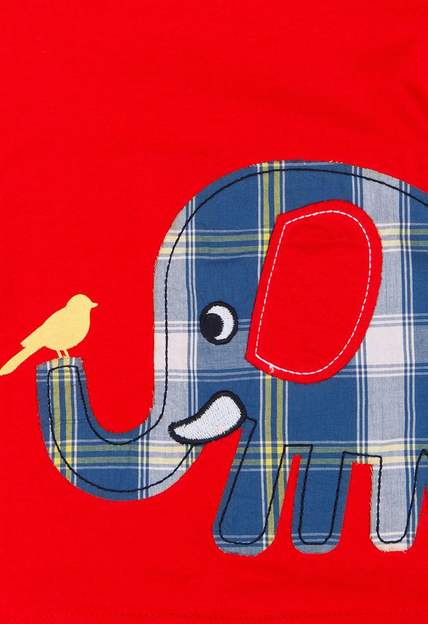 Twin Clothing - Elephant Printed T-shirt Red