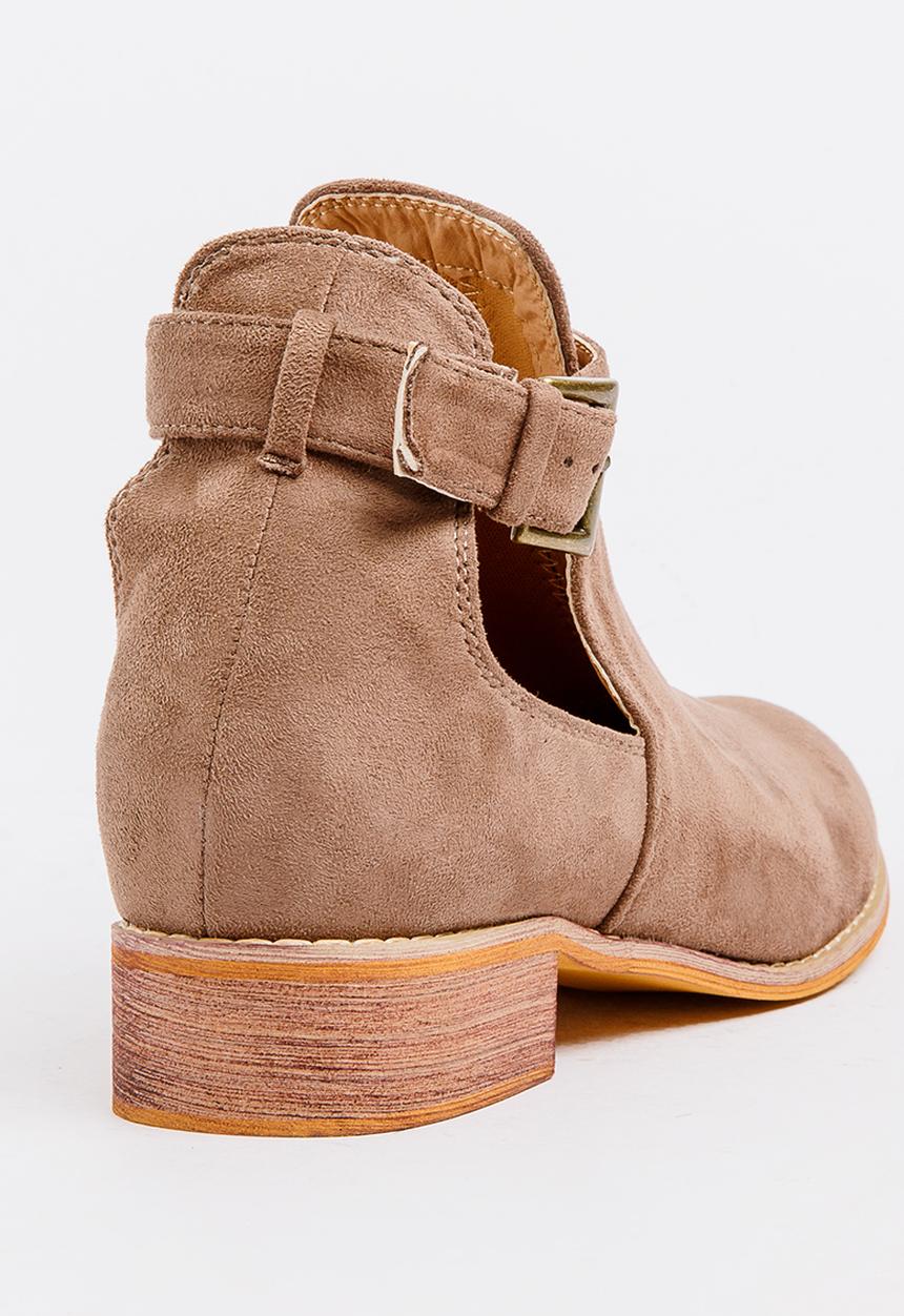 Jada - Buckle Detail Booties Taupe