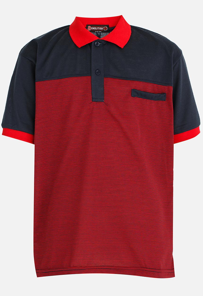 Twin Clothing - Short Sleeve Golfer Printed T-shirt Red