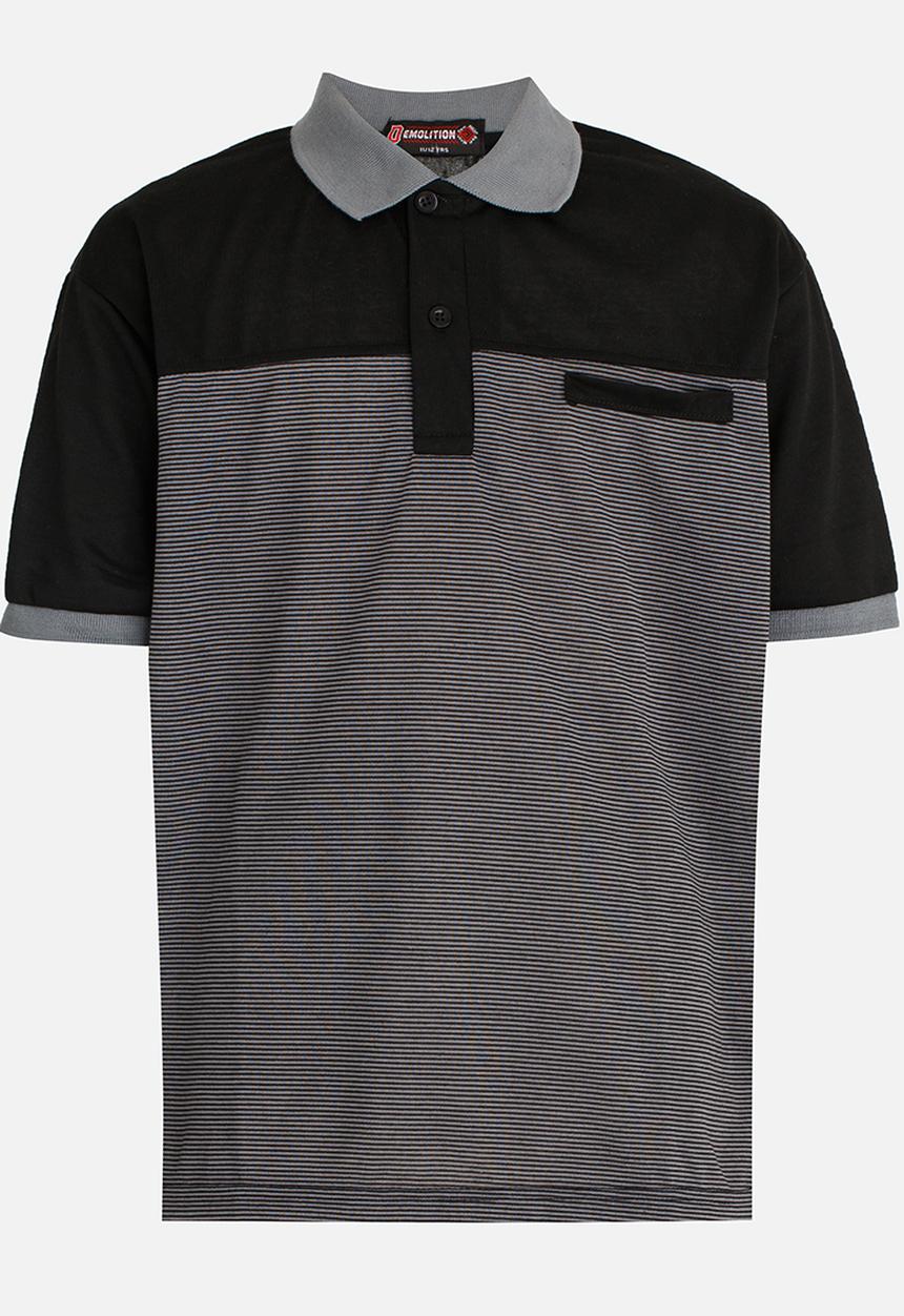 Twin Clothing - Short Sleeve Golfer Printed T-shirt Black