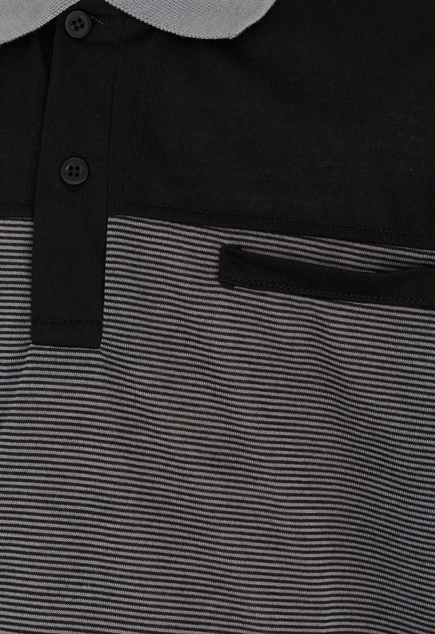 Twin Clothing - Short Sleeve Golfer Printed T-shirt Black