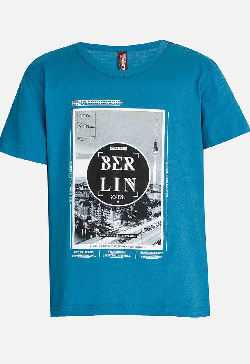 Twin Clothing - Berlin Printed T-shirt Mid Blue