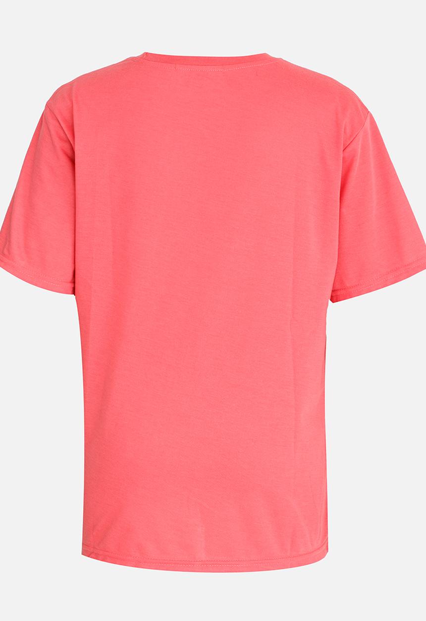 Twin Clothing - Short Sleeve Printed T-shirt Coral