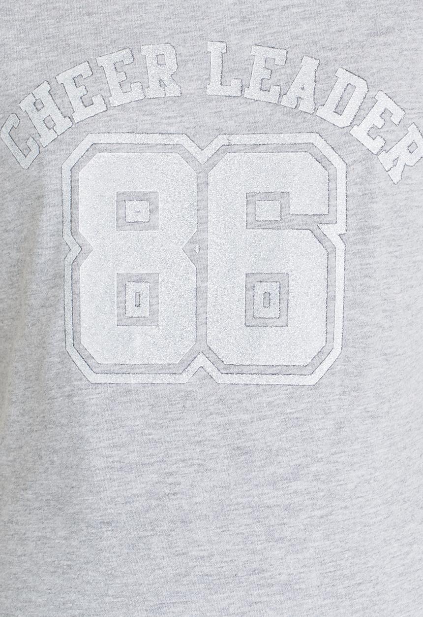 Twin Clothing - Cheerleader Printed Short Sleeve Dress Grey